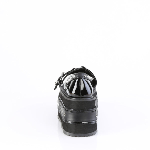 DAMNED-20 Plateau Schuh Mary Janes - Schwarz Lack von DemoniaCult – Ansicht 4