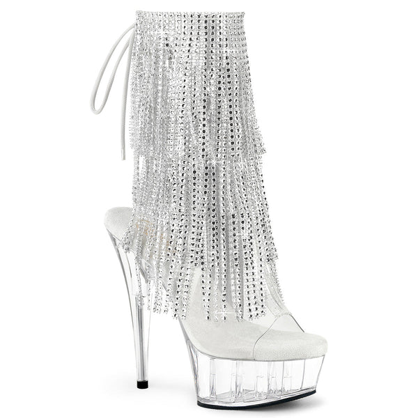 DELIGHT-1017RSF - Plateau Stiefeletten Peeptoe mit offener Verse - Silber von Pleaser
