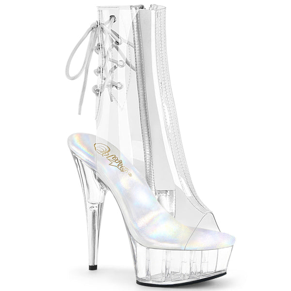 DELIGHT-1018C - Plateau High Heel Peeptoe Stiefeletten - Transparent von Pleaser