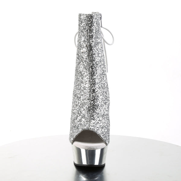 DELIGHT-1018G Plateau Stiefeletten Silber Glitzer von Pleaser – Ansicht 2
