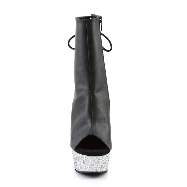 DELIGHT-1018LG Plateau Stiefeletten - Schwarz/Silber von Pleaser – Ansicht 2