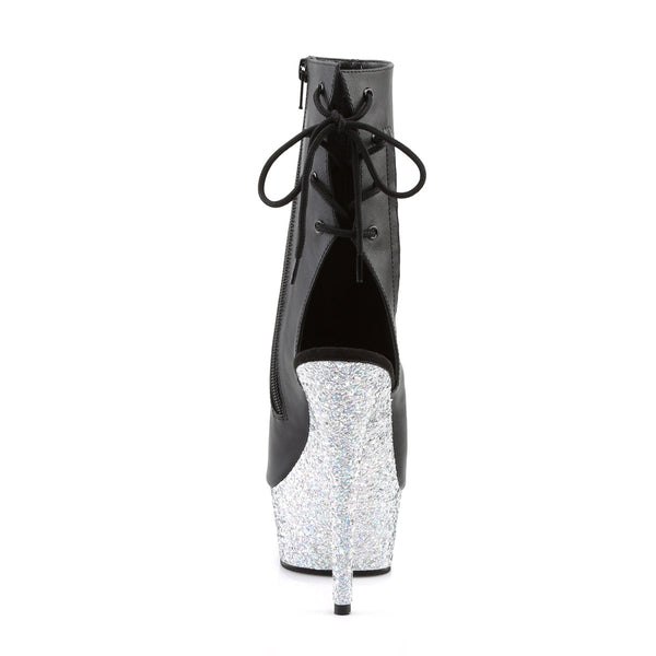 DELIGHT-1018LG Plateau Stiefeletten - Schwarz/Silber von Pleaser – Ansicht 4