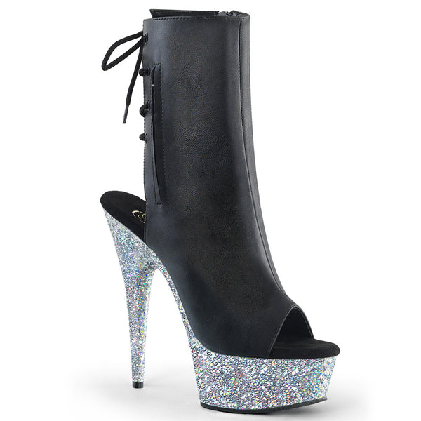 DELIGHT-1018LG Plateau Stiefeletten - Schwarz/Silber von Pleaser