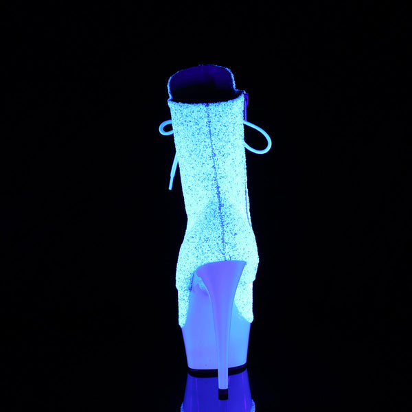 DELIGHT-1020LG - Plateau Stiefeletten - Weiß/Glitzer UV von Pleaser – Ansicht 4
