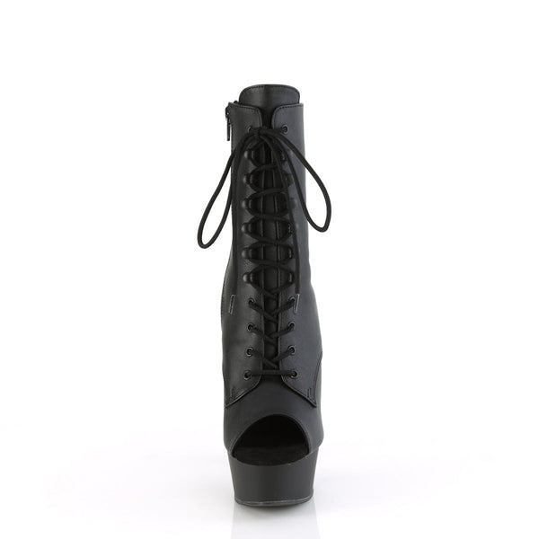DELIGHT-1021 - Plateau Peeptoe Stiefeletten - Schwarz Matt von Pleaser – Ansicht 2