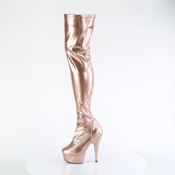 DELIGHT-3000HWR - Plateau Overknee Stiefel - Kupfer/Gold Schimmer von Pleaser – Ansicht 3