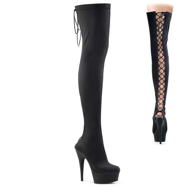 DELIGHT-3003 Plateau Overknee Stiefel - Schwarz matt von Pleaser