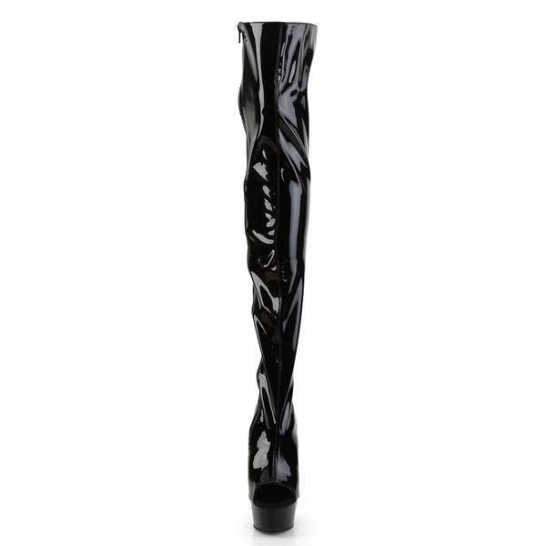 DELIGHT-3017 Plateau Overknee Stiefel Schwarz Lack von Pleaser – Ansicht 2
