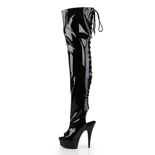 DELIGHT-3017 Plateau Overknee Stiefel Schwarz Lack von Pleaser – Ansicht 3