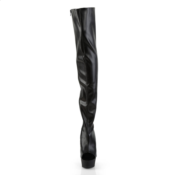DELIGHT-3017 Plateau Overknee Stiefel Schwarz von Pleaser – Ansicht 2
