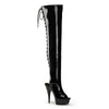 DELIGHT-3017 Plateau Overknee Stiefel Schwarz Lack von Pleaser