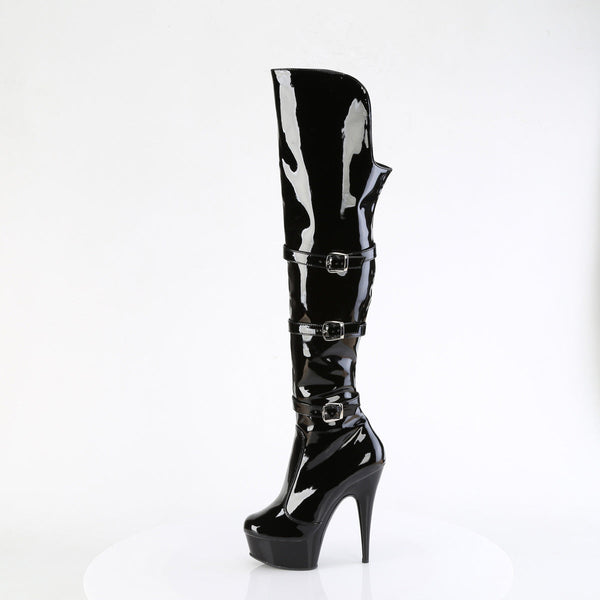 DELIGHT-3018 - Plateau Overknee Stiefel - Schwarz Lack von Pleaser – Ansicht 3