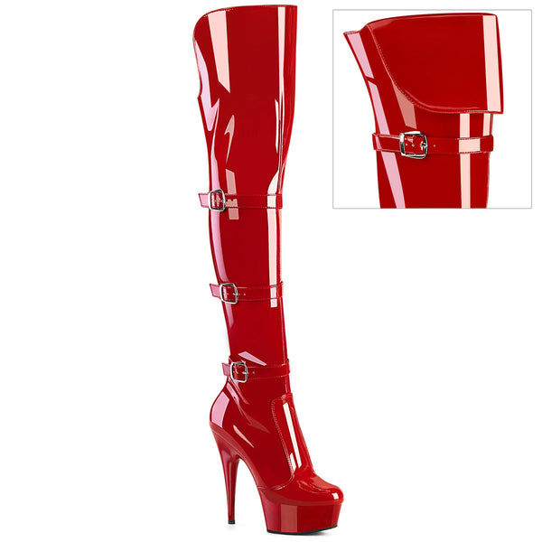 DELIGHT-3018 - Plateau Overknee Stiefel - Rot Lack von Pleaser