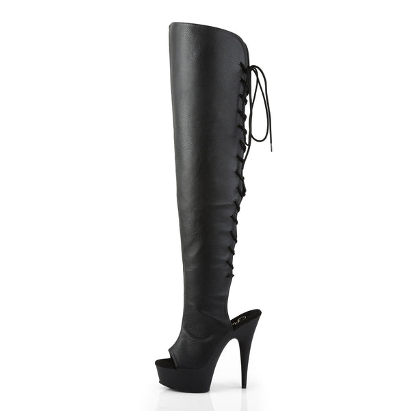 DELIGHT-3019 Overkneestiefel Plateauschuhe Schwarz von Pleaser – Ansicht 3