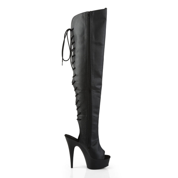 DELIGHT-3019 Overkneestiefel Plateauschuhe Schwarz von Pleaser – Ansicht 5