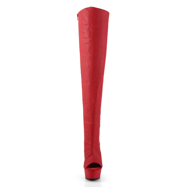 DELIGHT-3019 Overkneestiefel Plateauschuhe Rot von Pleaser – Ansicht 2