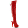 DELIGHT-3019 Overkneestiefel Plateauschuhe Rot von Pleaser