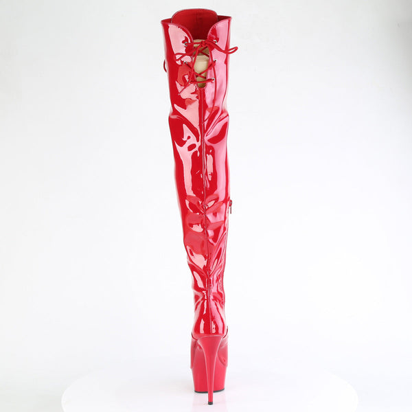 DELIGHT-3022 - Plateau Overknee Stiefel - Rot Lack von Pleaser – Ansicht 4