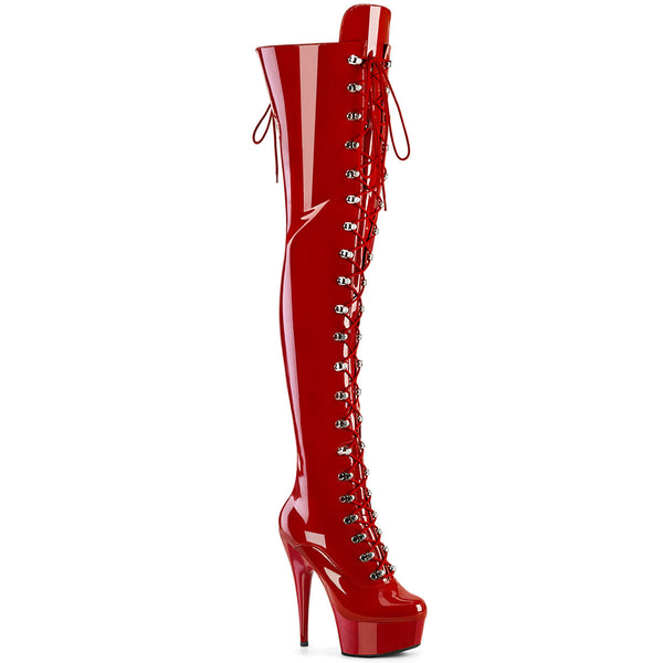 DELIGHT-3022 - Plateau Overknee Stiefel - Rot Lack von Pleaser