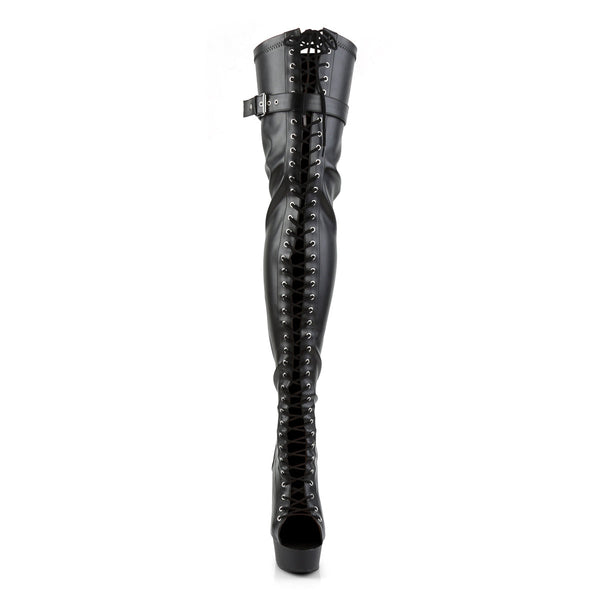 DELIGHT-3025 Plateau Overknee Stiefel Schwarz von Pleaser – Ansicht 2