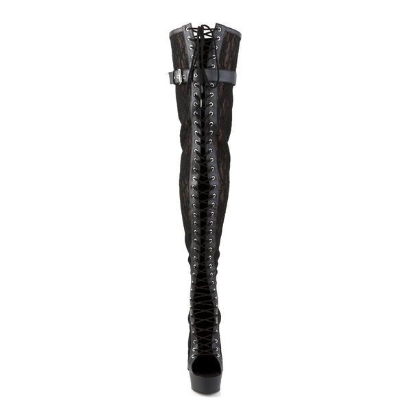 DELIGHT-3025ML Plateau Overknee Stiefel Schwarz von Pleaser – Ansicht 2