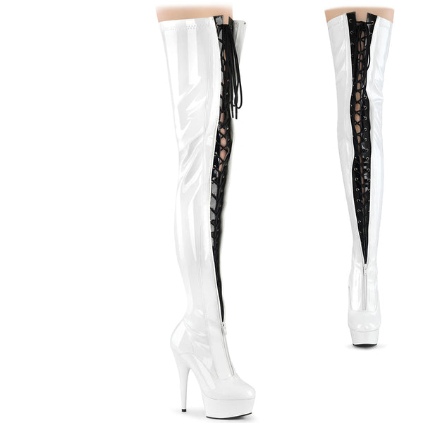 DELIGHT-3027 Plateau Overknee Stiefel - Weiß von Pleaser
