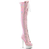 DELIGHT-3029 - Plateau Overknee Stiefel - Rosa/weiß Holografisch von Pleaser