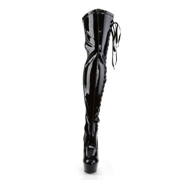 DELIGHT-3050 Plateau Overknee Stiefel Schwarz von Pleaser – Ansicht 2