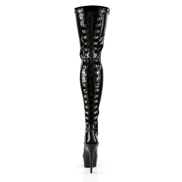 DELIGHT-3063 Plateau Overknee Stiefel Schwarz Lack von Pleaser – Ansicht 4