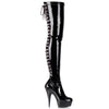 DELIGHT-3063 Plateau Overknee Stiefel Schwarz Lack von Pleaser