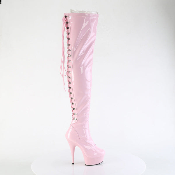 DELIGHT-3063 - Plateau Overknee Stiefel - Rosa Lack von Pleaser – Ansicht 5