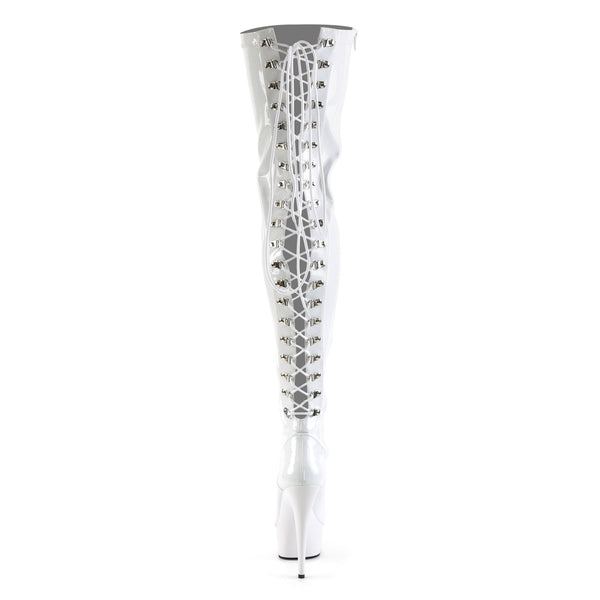 DELIGHT-3063 Plateau Overknee Stiefel Lack Weiß von Pleaser – Ansicht 4