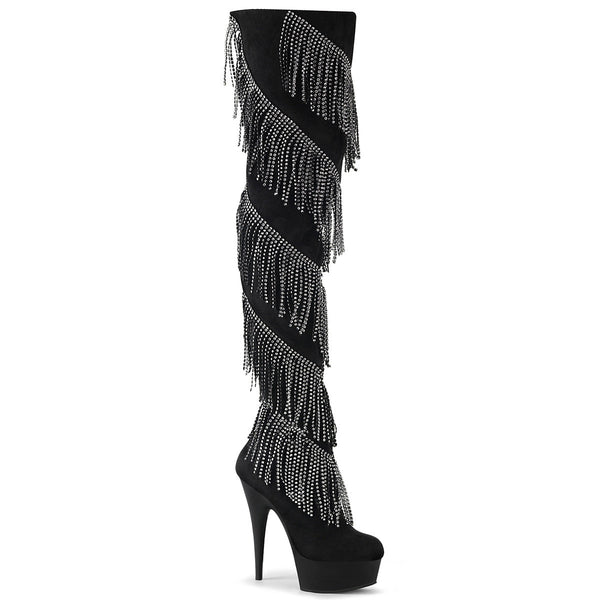 DELIGHT-3065 Plateau Overknee Stiefel Schwarz von Pleaser