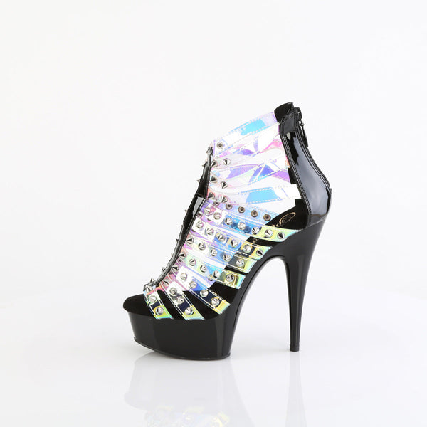 DELIGHT-600-9 - Plateau High Heel Sandaletten - Schwarz/Holografisch von Pleaser – Ansicht 3