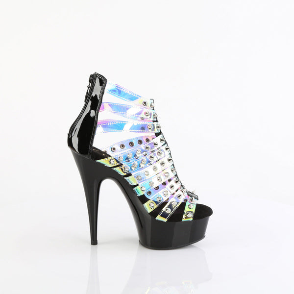 DELIGHT-600-9 - Plateau High Heel Sandaletten - Schwarz/Holografisch von Pleaser – Ansicht 5