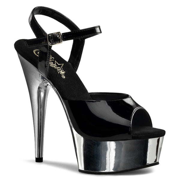 DELIGHT-609 Plateau Sandaletten Schwarz/Chrom von Pleaser