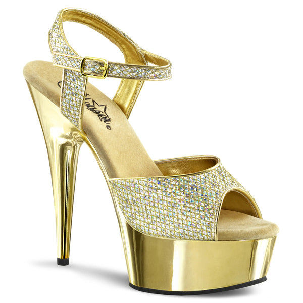 DELIGHT-609G Plateau Sandaletten Gold Glitzer von Pleaser