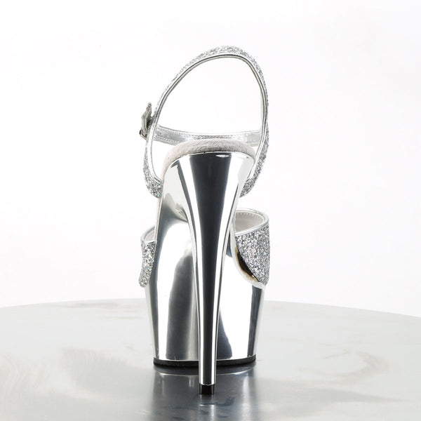 DELIGHT-609G Plateau Sandaletten Silber Glitzer von Pleaser – Ansicht 4
