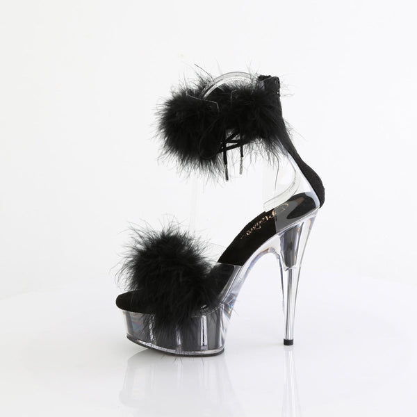 DELIGHT-624F - Plateau High Heel Sandaletten - Schwarz Plüsch von Pleaser – Ansicht 3