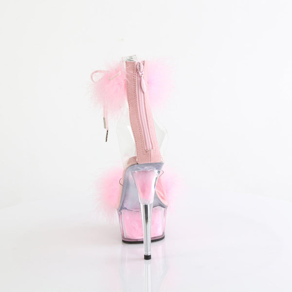 DELIGHT-624F - Plateau High Heel Sandaletten - Pink mit Plüsch von Pleaser – Ansicht 4