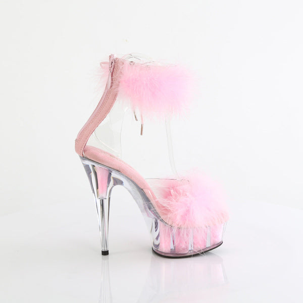 DELIGHT-624F - Plateau High Heel Sandaletten - Pink mit Plüsch von Pleaser – Ansicht 5