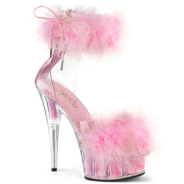 DELIGHT-624F - Plateau High Heel Sandaletten - Pink mit Plüsch von Pleaser