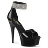 DELIGHT-625 - Plateau High Heel Sandaletten - Schwarz Lack mit Strass von Pleaser