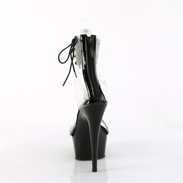 DELIGHT-627RS - Plateau High Heel Sandaletten - Schwarz Lack mit Strass von Pleaser – Ansicht 4