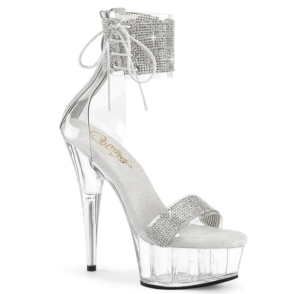 DELIGHT-627RS - Plateau Sandaletten - Transparent mit Strass von Pleaser