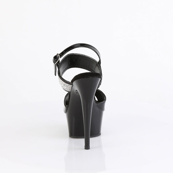 DELIGHT-639 - Plateau High Heel Sandaletten - Schwarz Lack mit Strass von Pleaser – Ansicht 4
