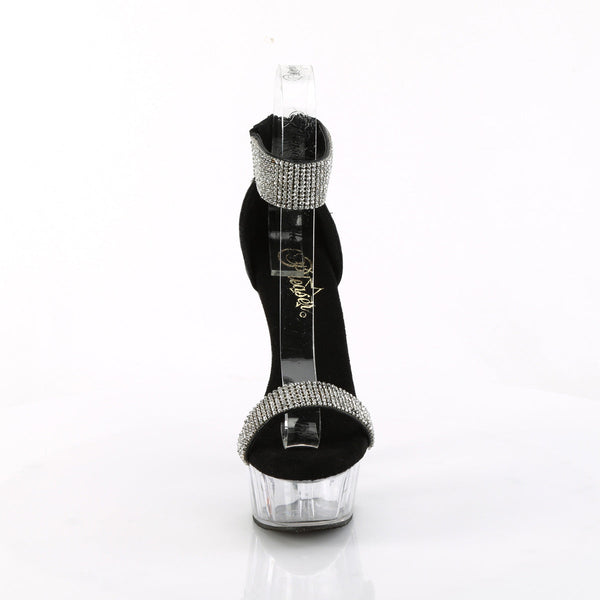 DELIGHT-641 Sandaletten Plateauschuhe Schwarz Glitzer von Pleaser – Ansicht 2