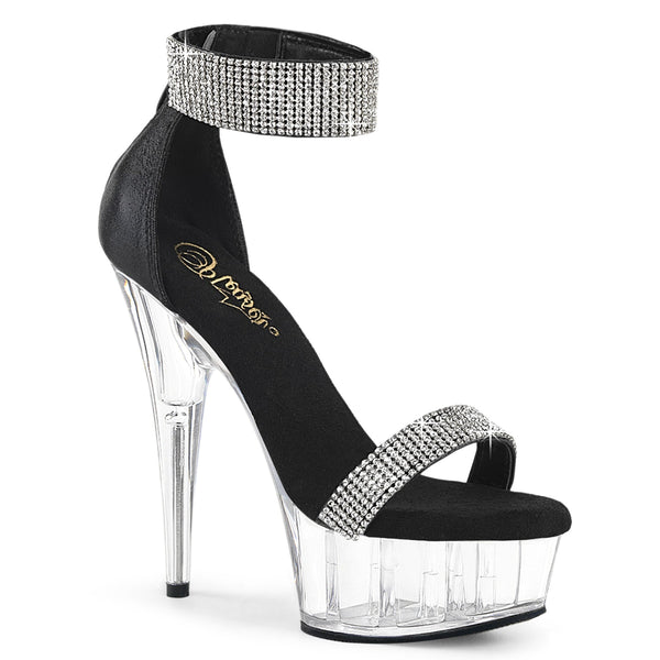 DELIGHT-641 Sandaletten Plateauschuhe Schwarz Glitzer von Pleaser