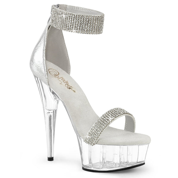 DELIGHT-641 Sandalette Plateauschuhe Transparent Glitze von Pleaser