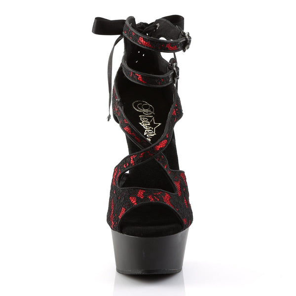 DELIGHT-678LC Plateau Sandaletten - Rot/Schwarz von Pleaser – Ansicht 2